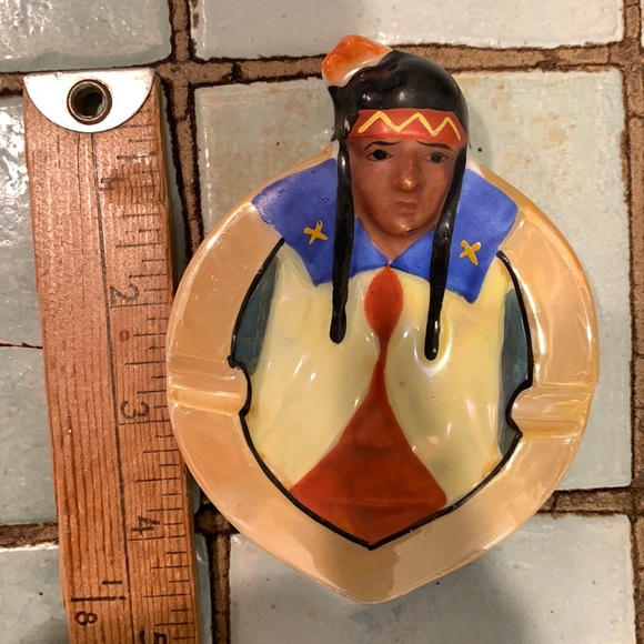 Vintage Lusterware Native American Handpainted Ashtray - Picture 5 of 5